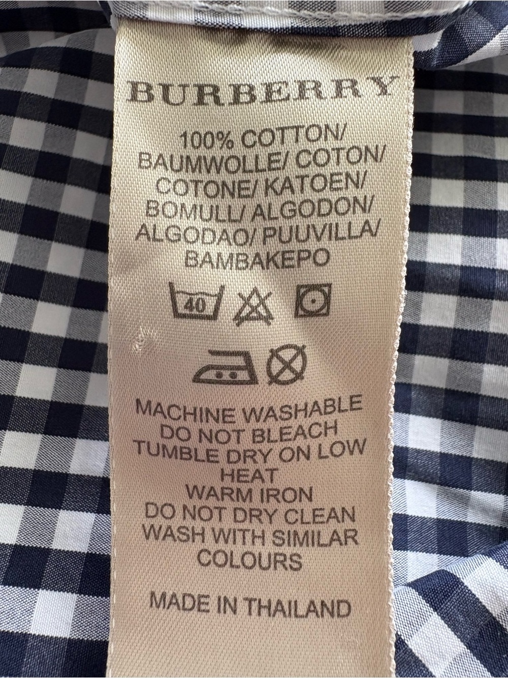 Burberry Brit Navy & White Gingham Check Button-Down Shirt | Size Medium - Picture 7 of 8